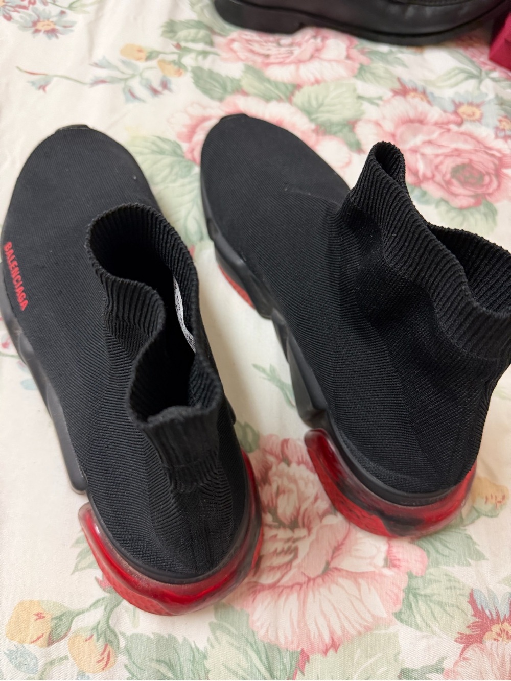 Mens Balenciaga Black Sneakers with Red Sole Size 11